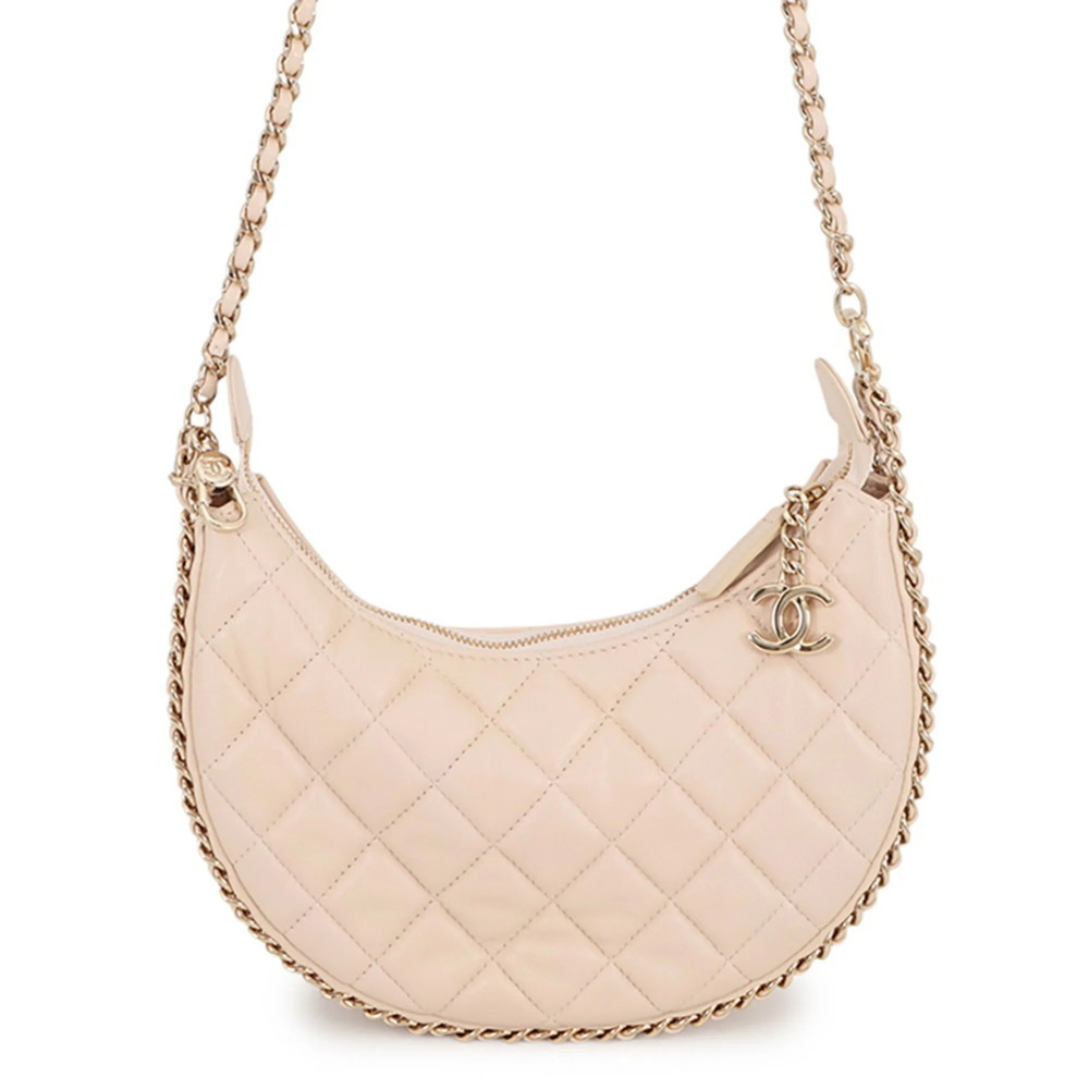 Chanel Chain Shoulder Bag Matelassé Small Hobo Coco Mark Lambskin AS3917 CHAN...